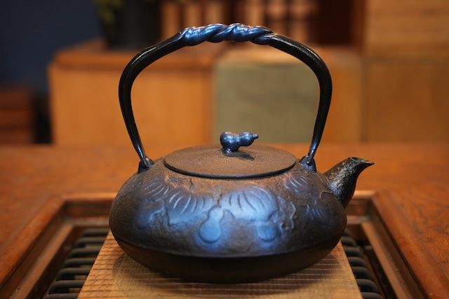 南部鉄器 鉄瓶 ひさご大 瑠璃色1.2L