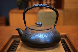 南部鉄器 鉄瓶 ひさご大 瑠璃色1.2L